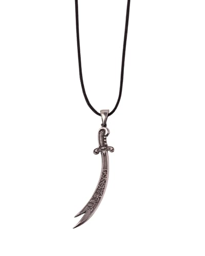 Gök-Türk 925 Sterling Silber Halskette für Herren Unisex Schwert Zülfikar Zulfikar Zulfiqar Dhū l-faqār von Hz Ali - mit schwarzer Schnur (4) von Gök-Türk