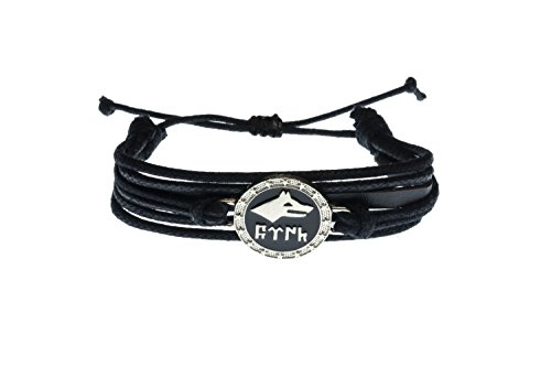 Gök-Türk Armband Lederarmband für Herren 'Bozkurt' Ertugrul Wolf Türkisch Türkei Schwarz von Gök-Türk