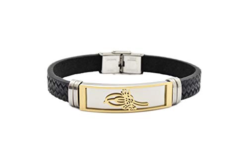 Gök-Türk Armband Lederarmband für Herren Unisex Tugra Sultans Stempel Osmanisches Reich Ottoman (Gold) von Gök-Türk