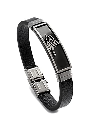 Gök-Türk Armband Lederarmband für Herren Unisex Tugra Sultans Stempel Osmanisches Reich Ottoman (Schwarz) von Gök-Türk