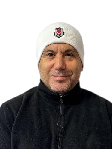 Gök-Türk Beanie Mütze Wintermütze mit Logo Besiktas BJK Weiss von Gök-Türk