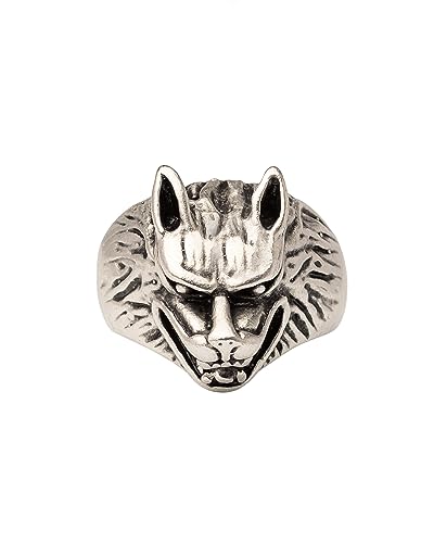 Gök-Türk Colle Einzigartige Witzige Ringe für Herren Damen Unisex verstellbare Größe Bulldogge, Wolf, Schädel, Schwert, Adler, Drache, Tod, Skorpion, Schlange, Löwe, (Wolf) von Gök-Türk