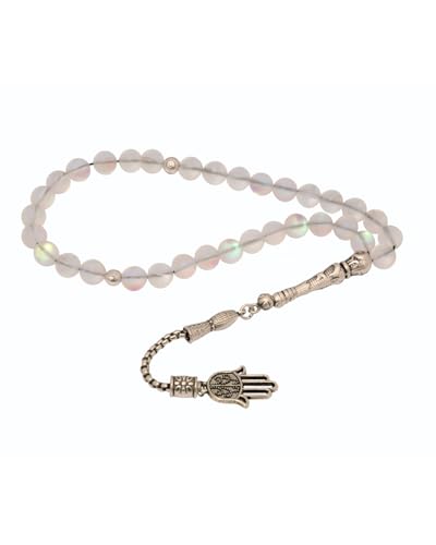 Gök-Türk Elegante Gebetskette - Tesbih Tasbih Durchsichtige Perlen mit Fatimas Hand/Hamsa, Ay Yildiz/Halbmond oder Ornament Anhänger, (Fatimas Hand) von Gök-Türk