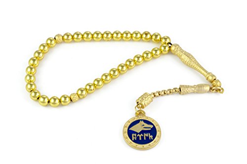 Gök-Türk Gebetskette - Tesbih 33 Perlen 'Wolf Bozkurt' Ertugrul - Gold Farbe, ColorName:Blau von Gök-Türk