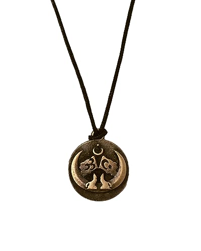 Gök-Türk Halskette für Herren Unisex mit Münze Anhänger 'Göktürk' Wolf Halbmond - Schwarze Schnur von Gök-Türk