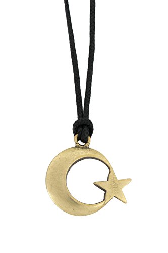 Gök-Türk Halskette für Herren mit Anhänger 'Halbmond mit Stern' - Schwarze Schnur von Gök-Türk