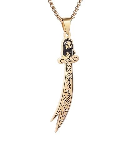 Gök-Türk Halskette mit Anhänger 'Hz.Ali, Zülfikar, Schwert von Ali' - Gold Farbe von Gök-Türk