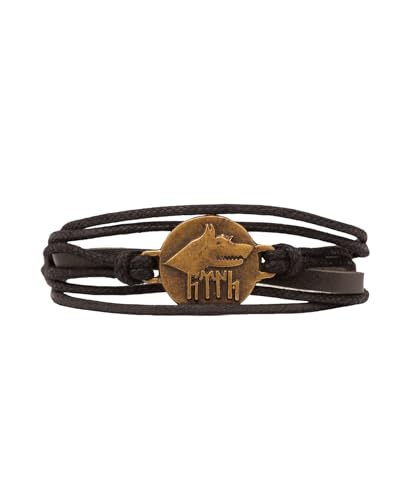 Gök-Türk Lederarmband für Herren Unisex 'Bozkurt' Wolf - schwarz von Remi Bijou