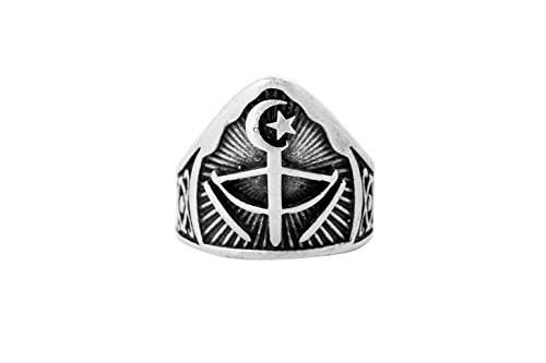 Gök-Türk Ring Daumenring für Herren Ay Yildiz Stern 'Allah' Schwert von Ali, Dhū l-faqār, Zulfiqar, Zulfikar - verstellbare Größe von Gök-Türk