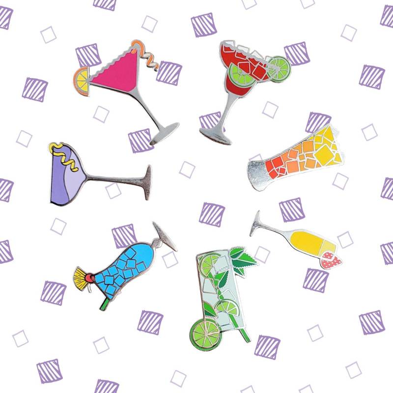 Happy Hour Emaille Pins | Kaufen Sie One Get Half Off Cocktail Hard Pin Set Geschenk Regenbogen Getränke Stocking Stuffer von Goellnerd