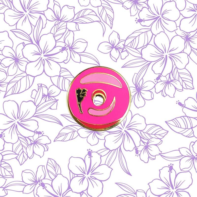 Pink Donut Emaille Pin Hibiskus Rosa Party Gastgeschenk Leckerli Tasche Geburtstag von Goellnerd