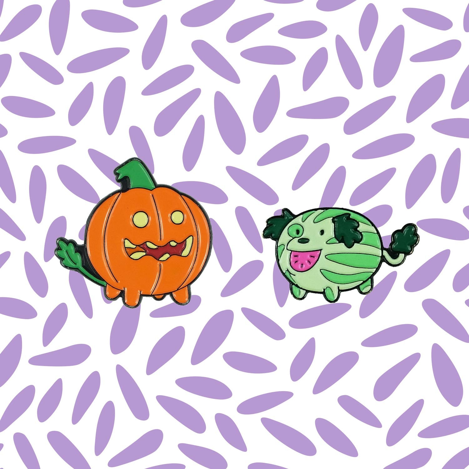 steven Universe Wassermelonen Und Kürbis Pup Pin Set | Geschenk Insel Hund Welpe Sommer Herbst Kristall Edelsteine Cosplay Fan Art von Goellnerd