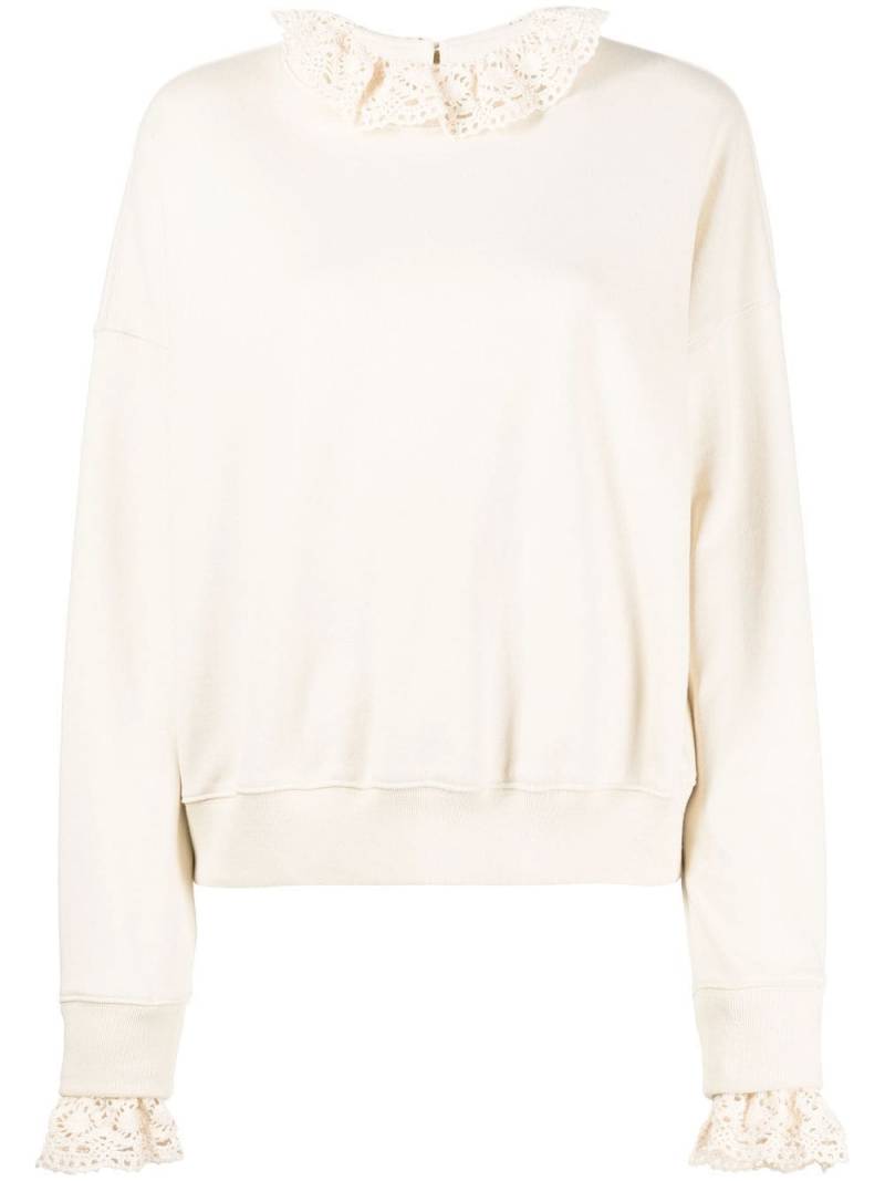 Goen.J Sweatshirt mit gehäkelten Borten - Nude von Goen.J