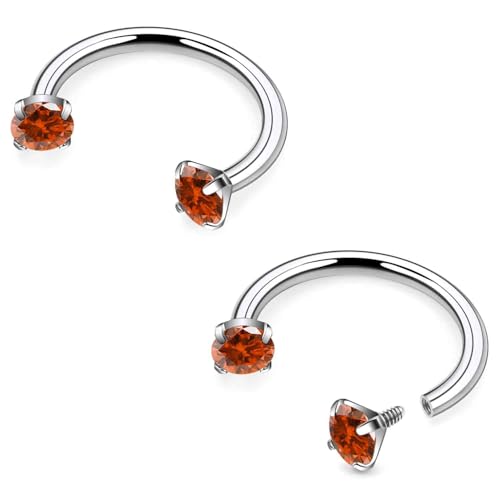 Goerhsjie 16 g 8/10 mm ASTM F136 Titan Hufeisen Septum Lippenpiercings Knorpel Helix Daith Ohrringe mehrfarbiger Schmuck für Damen Herren, 16g*08mm(5/16in), Metall, Zirkonia von Goerhsjie