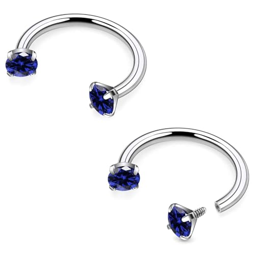 Goerhsjie 16 g 8/10 mm ASTM F136 Titan Hufeisen Septum Lippenpiercings Knorpel Helix Daith Ohrringe mehrfarbiger Schmuck für Damen Herren, 16g*08mm(5/16in), Metall, Zirkonia von Goerhsjie