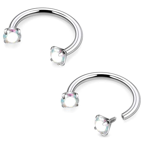 Goerhsjie 16 g 8/10 mm ASTM F136 Titan Hufeisen Septum Lippenpiercings Knorpel Helix Daith Ohrringe mehrfarbiger Schmuck für Damen Herren, 16g*10mm(3/8in), Metall, Zirkonia von Goerhsjie