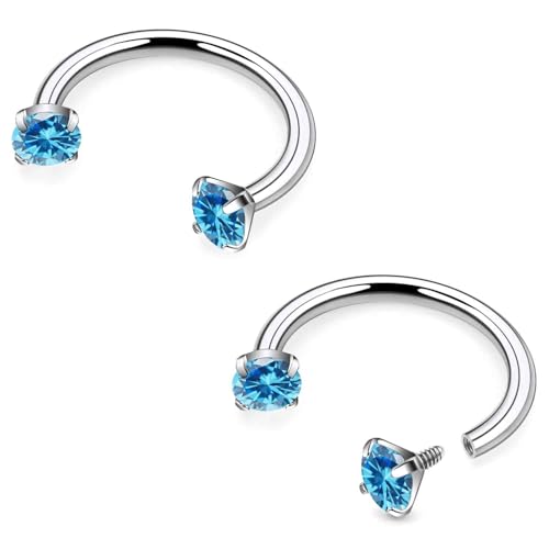 Goerhsjie 16 g 8/10 mm ASTM F136 Titan Hufeisen Septum Lippenpiercings Knorpel Helix Daith Ohrringe mehrfarbiger Schmuck für Damen Herren, 16g*10mm(3/8in), Metall, Zirkonia von Goerhsjie