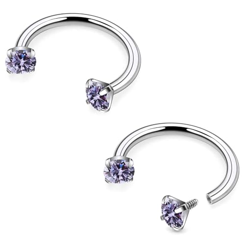 Goerhsjie 16 g 8/10 mm ASTM F136 Titan Hufeisen Septum Lippenpiercings Knorpel Helix Daith Ohrringe mehrfarbiger Schmuck für Damen Herren, 16g*10mm(3/8in), Metall, Zirkonia von Goerhsjie