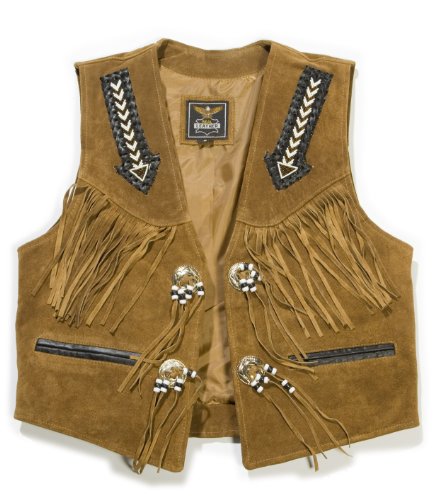 Goertrud Leder Weste Wildleder Western Ohio mit Conchos und Fransen braun reich verziert Gr. S bis 3XL (3XL) von Goertrud