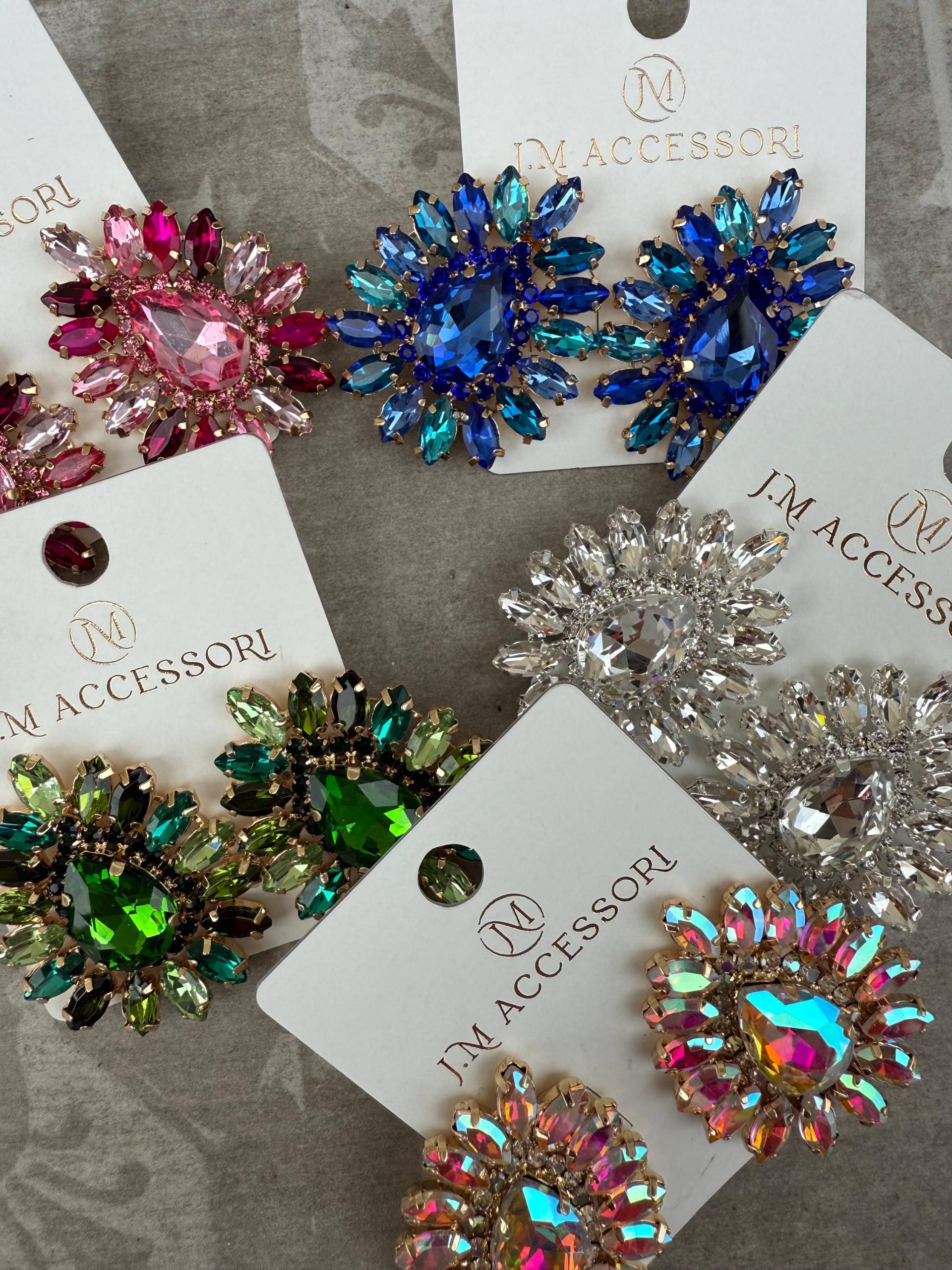 Große Statement Chandelier-Ohrringe - Glitzer Kristall Strass Stecker Für Show, Bühne, Hochzeit & Party Western Cowgirl von GoesWestWestern