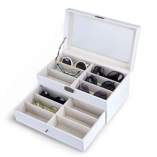 Goetland Brillenetui aus Kunstleder, 12 Fächer, Weiß von Goetland