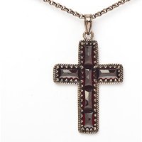 Goettgen Collier Kette mit Anhänger Granat Kreuz 925 von Goettgen