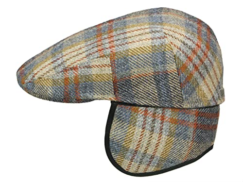 Göttmann Derby-K Flatcap aus Wolle mit Ohrenklappen - Hellblau-Rotbraun (58) - 58 cm von Göttmann