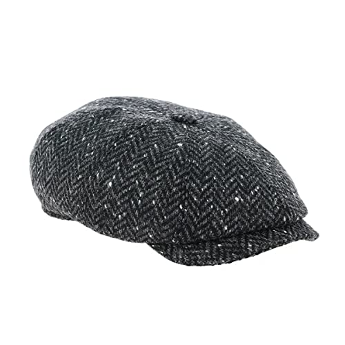 Göttmann Princeton Klassische Newsboy Cap Fischgrat Muster - Dunkelgrau (15) - 58 cm von Göttmann