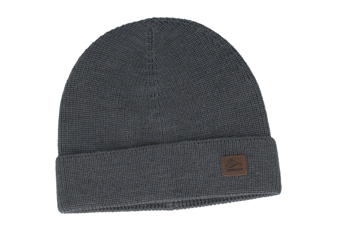Göttmann Strickmütze einfarbig mit Umschlag aus 100% Wolle von Göttmann