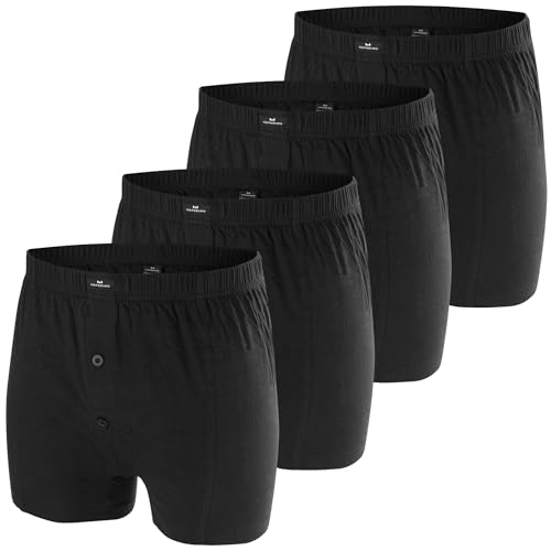 Götzburg Herren Boxershorts mit Eingriff und Knopfleiste (DE/NL/SE/PL, Alphanumerisch, L, Regular, Regular, 4 x schwarz) von Götzburg
