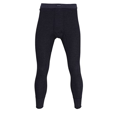 Götzburg Herren Lange Unterhose, Baumwolle, Feinripp, blau, gestreift, mit Bündchen, offener Eingriff (Marine-Jeans-Melange) 9 von Götzburg