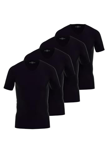 Götzburg 4er Pack Herren Kurzarm Business Unterhemd mit V-Ausschnitt (DE/NL/SE/PL, Alphanumerisch, 4XL, Regular, Regular, schwarz-dunkel-Uni) von Götzburg
