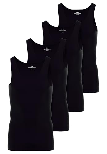 Götzburg 4er Pack Herren Unterhemd Classic Tank Top - gekämmte Feinripp - 100% natürliche Baumwolle (schwarz-dunkel-uni, 12) von Götzburg