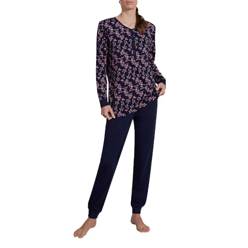 Götzburg Damen Pyjama mit Knopfleiste und Bündchen, Navy 4XL/48 von Götzburg