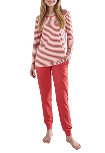 Götzburg Damen Schlafanzug Langarm - 100% Baumwolle, Winter Pyjama Set, Gestreift, Pyjamahose mit Bündchen 40 von Götzburg