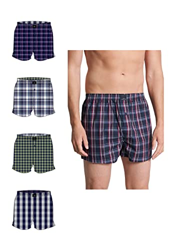 Götzburg Herren 4er Pack American Boxershorts 100% Gewebte Baumwolle (as3, Alpha, 3X_l, blau-mittel-Karo) von Götzburg