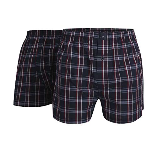 Götzburg Herren Boxershort, Baumwolle, Unterhose, Shorts - Boxers - Popeline, blau kariert, mit Eingriff, 2er Pack (M, Blue-Dark-Check) von Götzburg