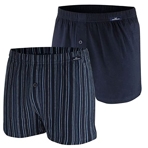 Götzburg Herren Boxershort blau Bedruckt 2er Pack (3XL = 9, 1 x Navy / 1 x gestreift) von Götzburg