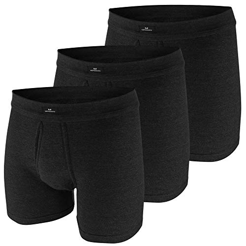 Götzburg Herren Boxershorts, 3 Stück, mit Eingriff, Geringelt, weich, etwas Bein (3XL / (9), anthrazit/fein Geringelt) von Götzburg