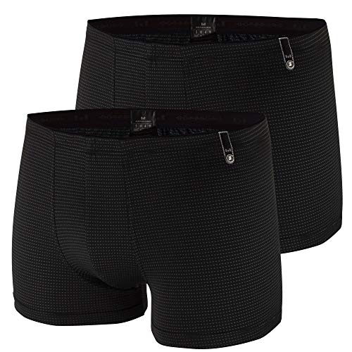 Götzburg Herren Mikrofaser Boxershorts im 2er Pack (XL, schwarz/grau gepunktet) von Götzburg