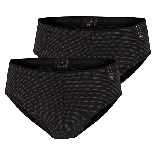 Götzburg Herren Microfaser Slips, 2er Pack (L, schwarz | grau gepunktet) von Götzburg