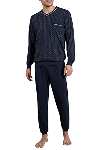 Götzburg Herren Pyjama Schlafanzug lang mit Bündchen (blau-dunkel-Uni) 58 von Götzburg