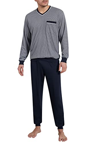 Götzburg Herren Pyjamaset Schlafanzug lang mit Bündchen (blau-mittel-Minimal, 50) von Götzburg