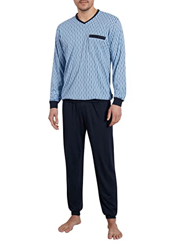 Götzburg Herren Pyjamaset Schlafanzug lang mit Bündchen (blau-mittel-Allover) 48 von Götzburg
