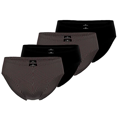 Götzburg Herren Slips X-Lastic Stretch | 4er Pack (L, schwarz | gestreift) von Götzburg