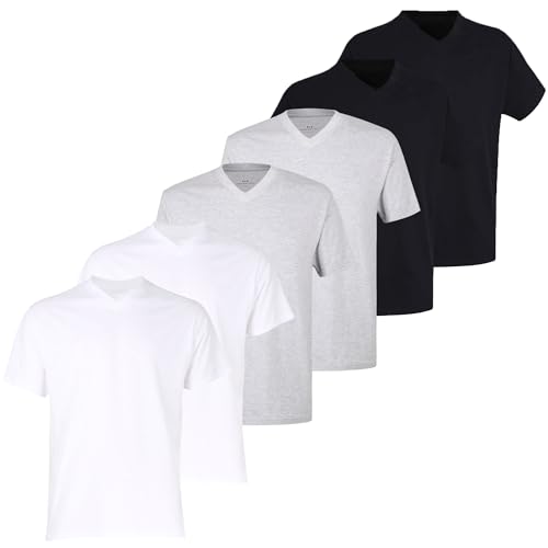 Götzburg Herren T-Shirts V-Ausschnitt | 2 Stück | 741275 (DE/NL/SE/PL, Alphanumerisch, 6XL, Regular, Regular, 2 x weiß | 2 x schwarz | 2 x grau) von Götzburg