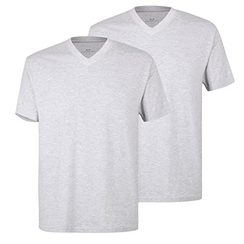 Götzburg Herren T-Shirts V-Ausschnitt | 2 Stück | 741275 (DE/NL/SE/PL, Alphanumerisch, XXL, Regular, Regular, Grau Melange (Grau 821)) von Götzburg