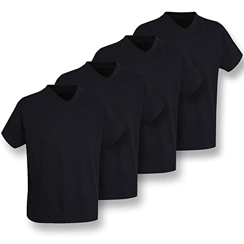 Götzburg Herren T-Shirts V-Neck 741275 4er Pack, Farbe:Schwarz, Größe:4XL, Artikel:-4er Pack V-Neck schwarz von Götzburg