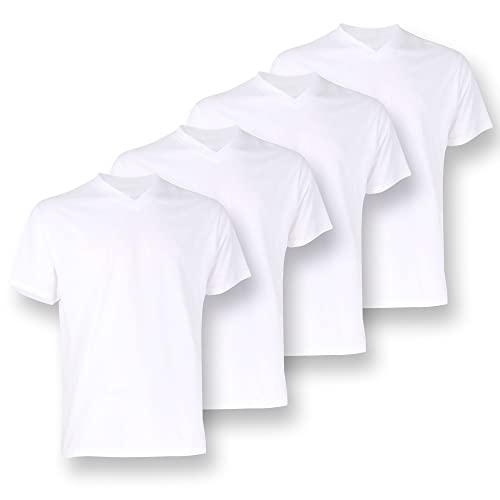 Götzburg Herren T-Shirts V-Neck 741275 4er Pack, Farbe:Weiß, Größe:4XL, Artikel:-4er Pack V-Neck weiß von Götzburg