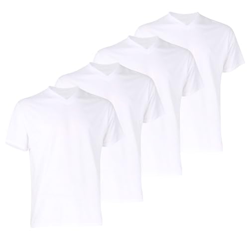 Götzburg Herren T-Shirts V-Ausschnitt | 2 Stück | 741275 (DE/NL/SE/PL, Alphanumerisch, 4XL, Regular, Regular, 4 x weiß) von Götzburg